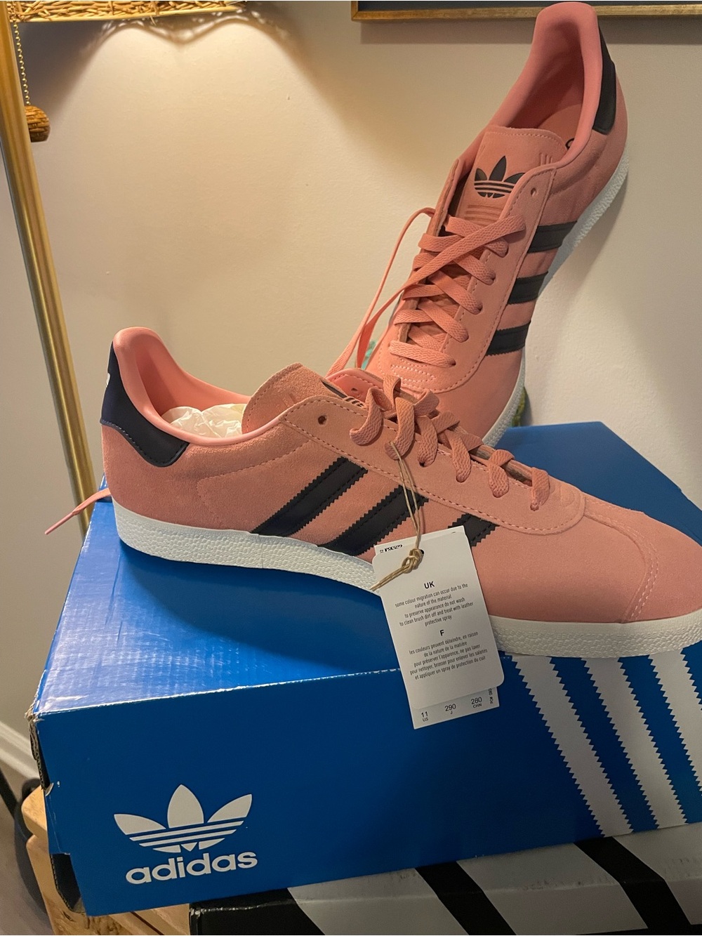 adidas Pink Suede Sneakers with Black Stripes
